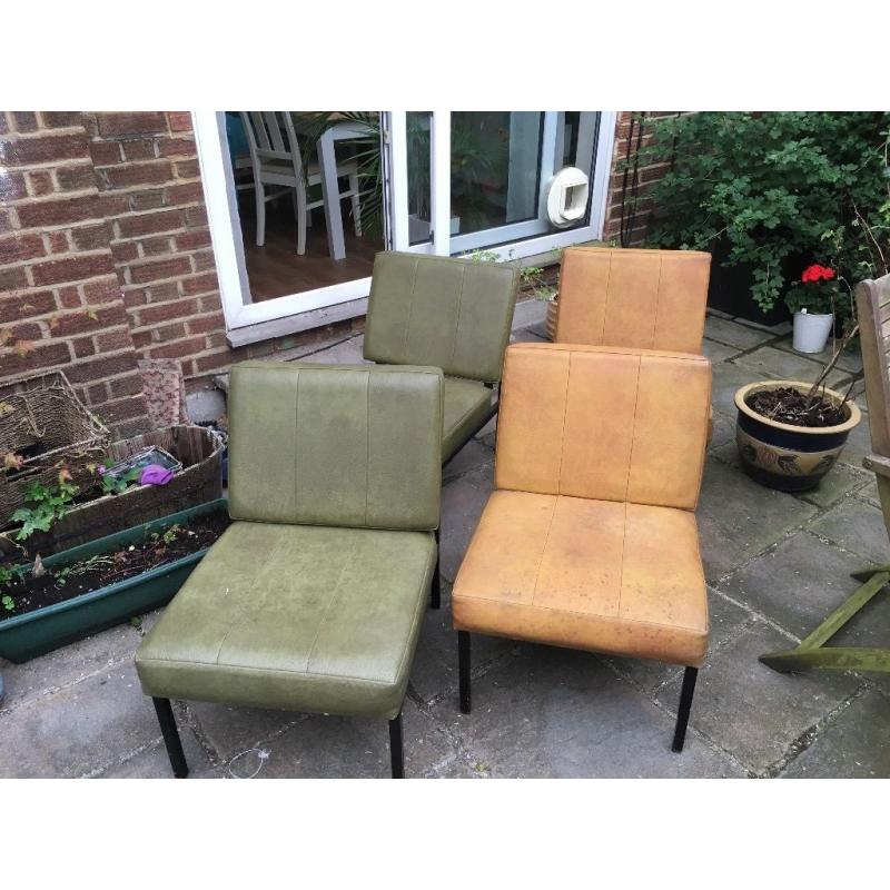 Free chairs - 70's chic, 2 green 2 beige