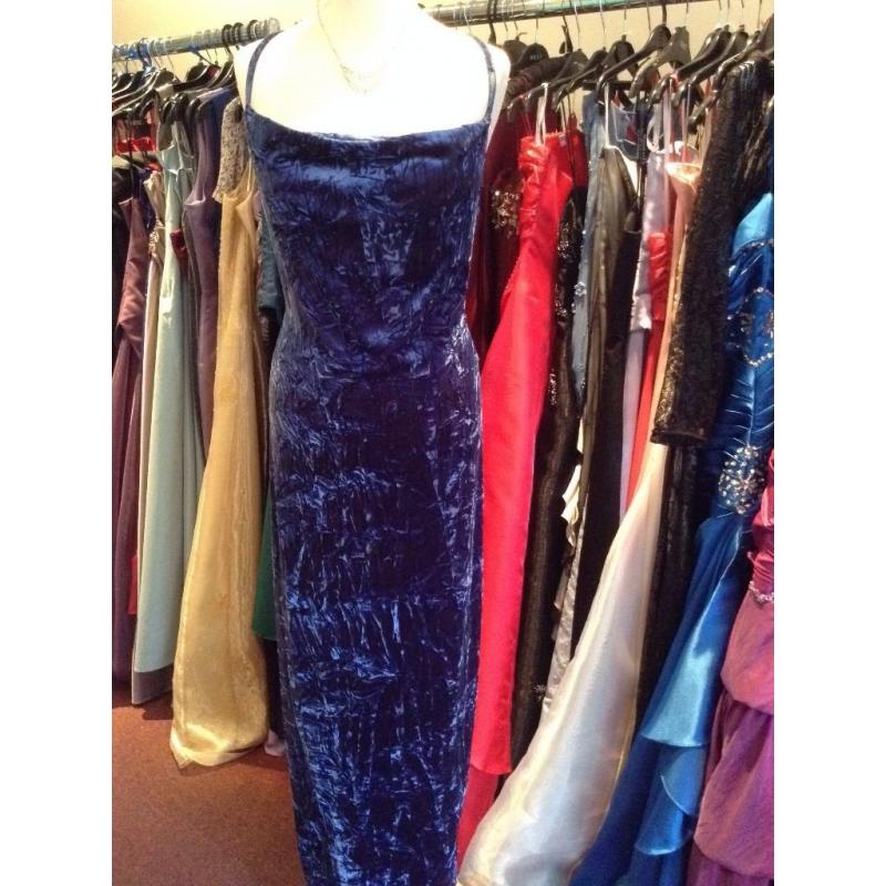 Size 16 blue velvet figure hugging evening dress