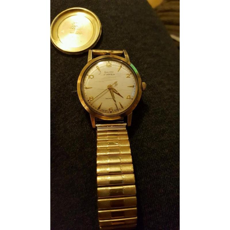 Gold baume watch hall marked