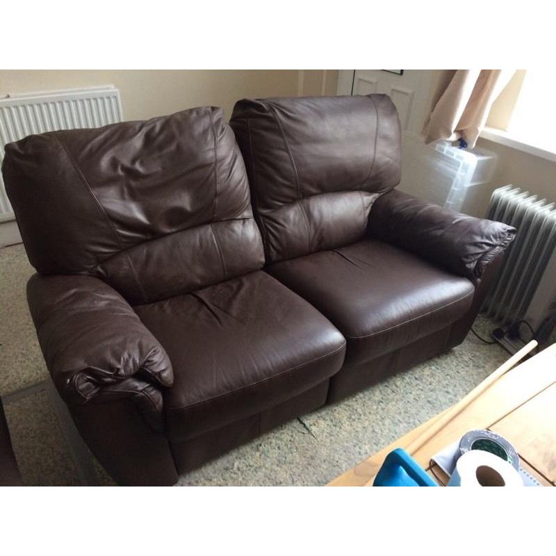 2 x recliner sofas brown faux leather