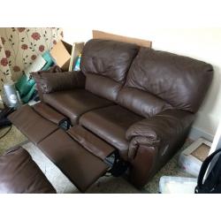 2 x recliner sofas brown faux leather
