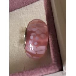 Genuine Pandora Large Pink Flowers Murano Glass Sterling Silver Charm