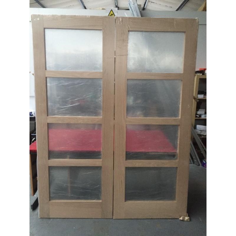 Oak glazed French doors