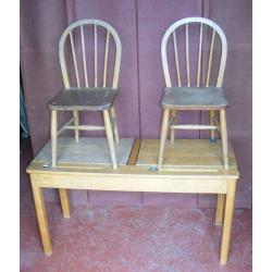 Vintage 1950's infants double school desk & two matching chairs.