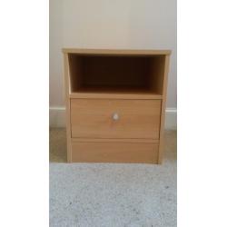 1 drawer + 1 shelf beech bedside unit