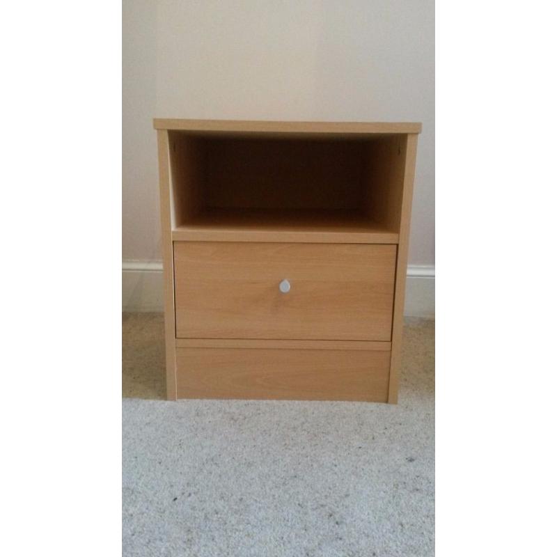 1 drawer + 1 shelf beech bedside unit