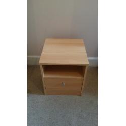 1 drawer + 1 shelf beech bedside unit