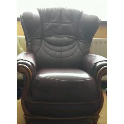 Leather sofa with 2 armchairs