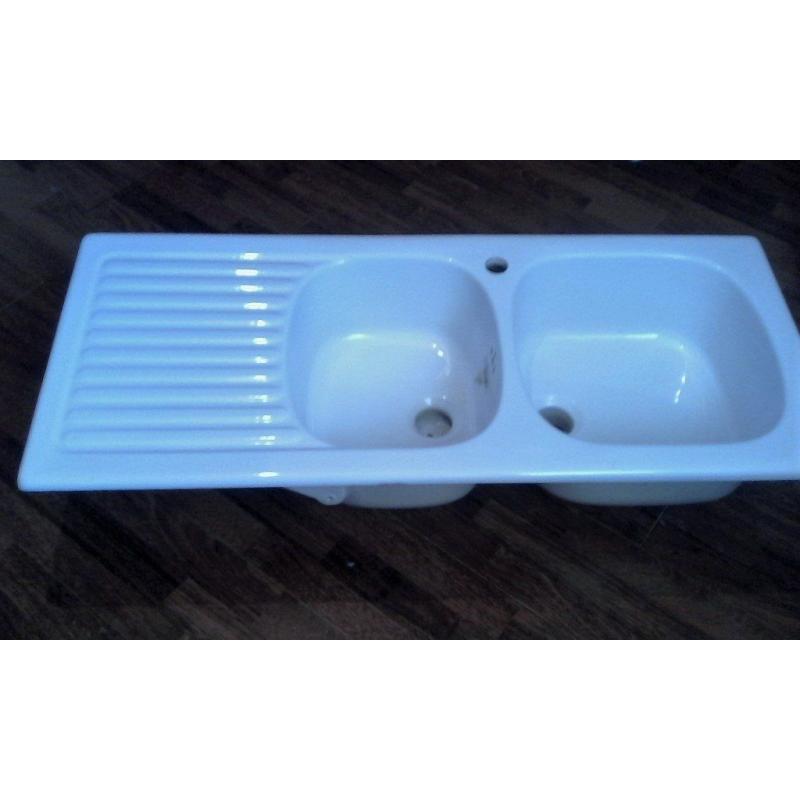 KITCHEN SINK CERAMIC 2 BOWL LEFT HAND DRAINER