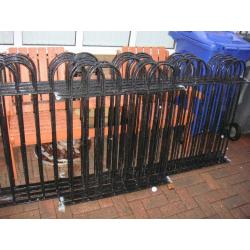 Gate, Railings, 8 Posts with Cannon Balls and Hinges. BARGAIN All Ready to Fit.