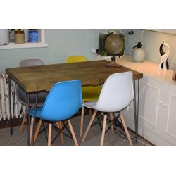 Industrial Kitchen Table and x 4 chairs Mid Century Style hairpin