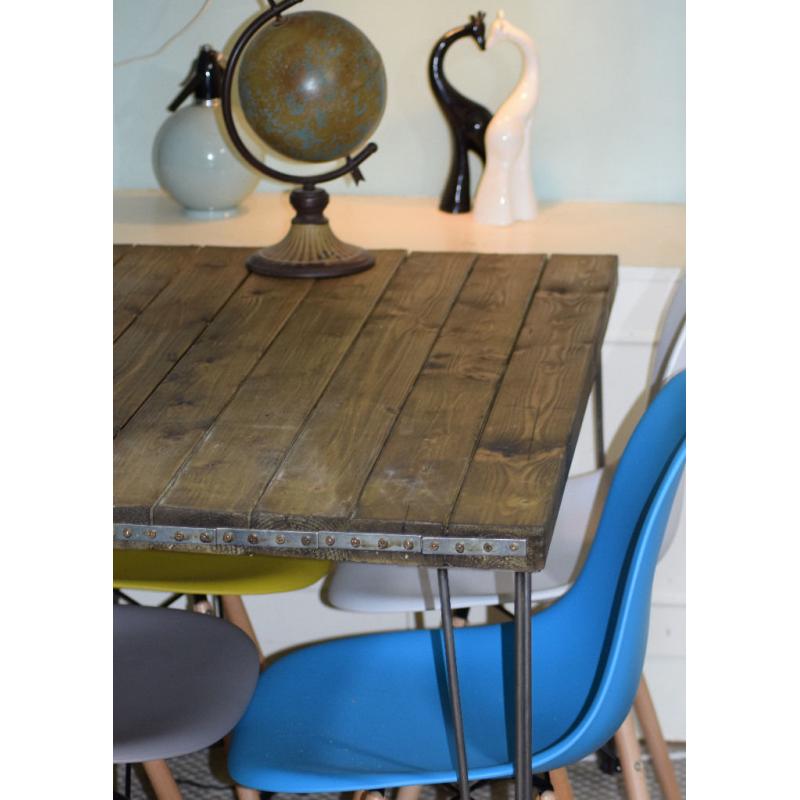 Industrial Kitchen Table and x 4 chairs Mid Century Style hairpin