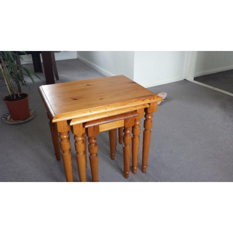 SET OF 3 WOOD CAFFE TABLES
