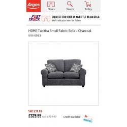 2 seater sofa in perfect condition charcoal grey fabric