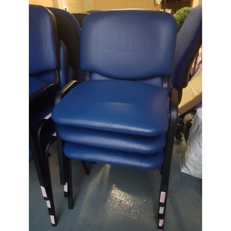 Blue leather chairs office/meeting room x6