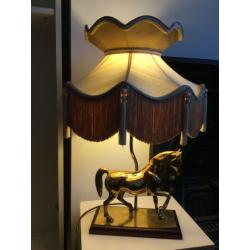 Vintage Solid Brass Collectible Horse Equestrian Table Lamp Light