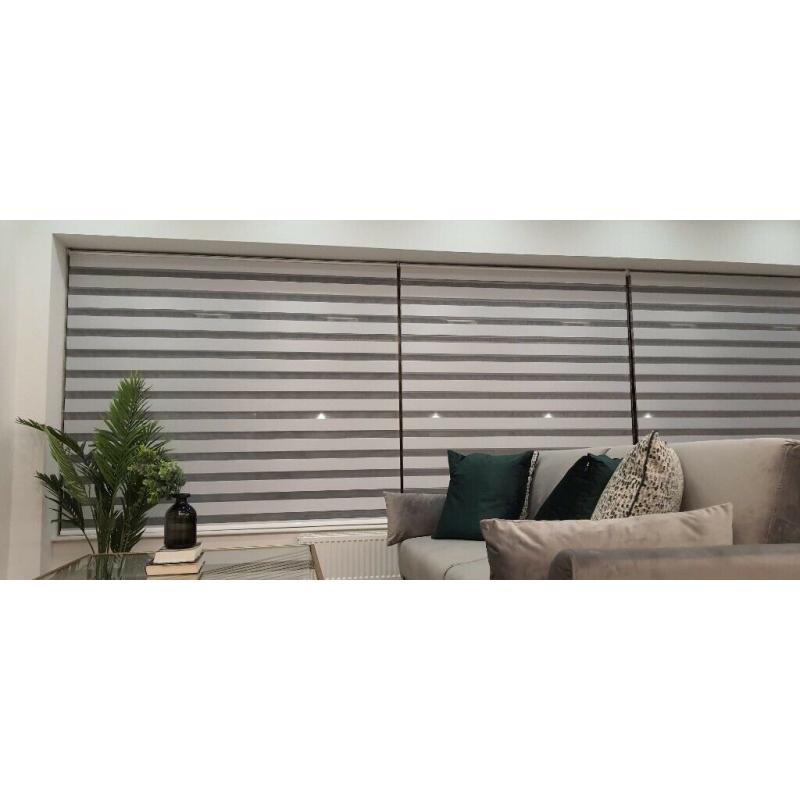 Grey Day & Night roller blind made to measure